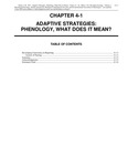 Volume 1, Chapter 4-1: Adaptive Strategies: Phenology, What Does It Mean?